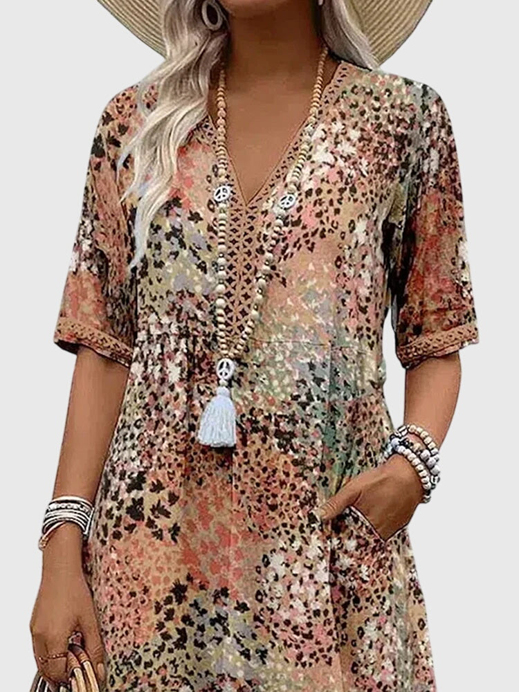 Sophie | Elegante Midi Bloemenjurk