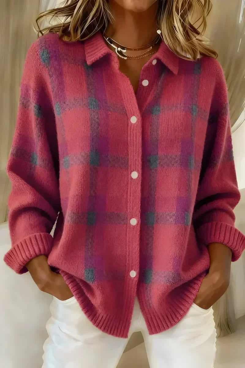 Lynn | Klassieke geruite cardigan met kraag