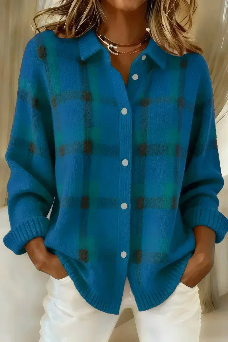Vera | Geborstelde geruite cardigan