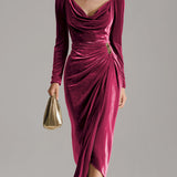 Sandra | Elegante Midi Jurk van Fluweel