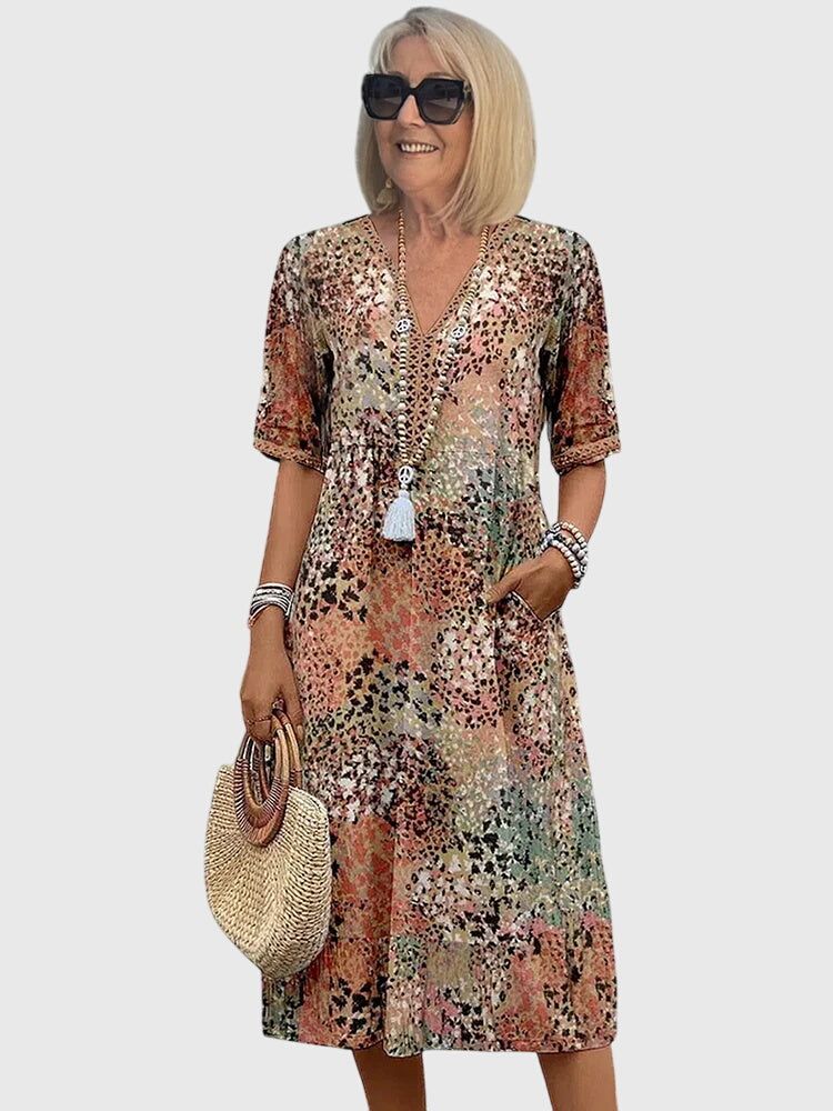 Sophie | Elegante Midi Bloemenjurk