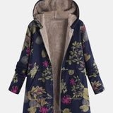 Annie | Marineblauwe Mantel met Bloemenpatroon