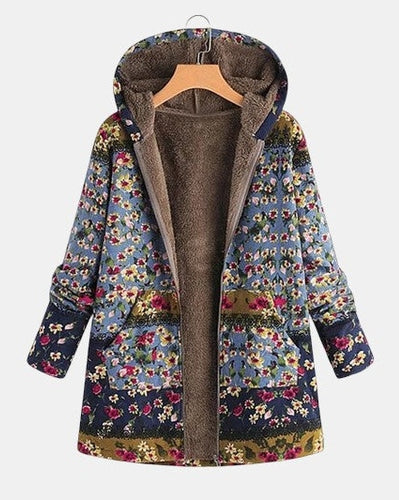 Ineke | Boho-Sherpa-Hoodie met Bloemenpatroon