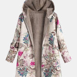Tineke | Pastelkleurige fleecejas met botanisch patroon