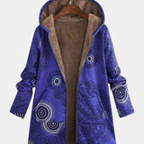 Elsbeth | Marineblauwe fleece hoodie met Mandala-patroon