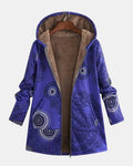 Elsbeth | Marineblauwe fleece hoodie met Mandala-patroon