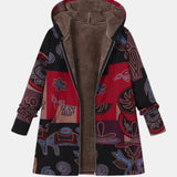 Greetje | Boho-patchwork-jas met capuchon met abstract patroon