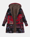 Greetje | Boho-patchwork-jas met capuchon met abstract patroon