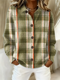 Lieke | Olijfgroene geblokte cardigan met knopen