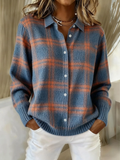 Anouk | Warme blauwe geruite cardigan