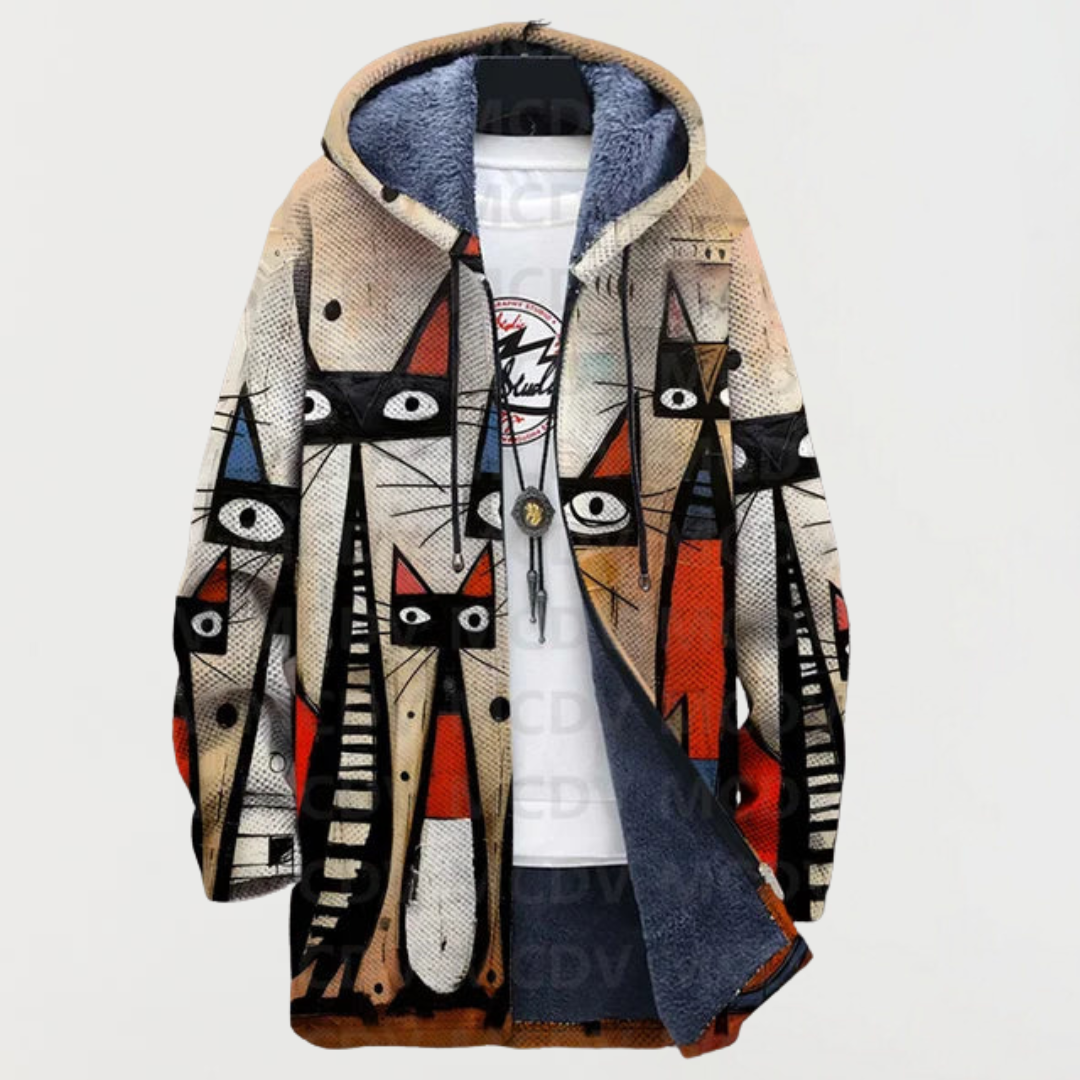Willemijn | Jas met abstract kattenpatroon