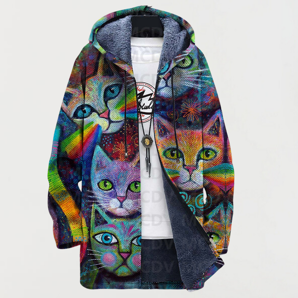 Chantal | Hoodie met Kat en Regenboog
