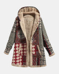 Gerda | Bordeauxrood Sherpa-Mantel met geometrisch patroon
